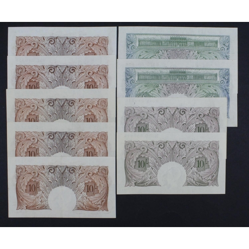 281 - Bank of England (9), a range of 10 Shillings and 1 Pound Britannia issues, Peppiatt 10 Shillings (B2... 