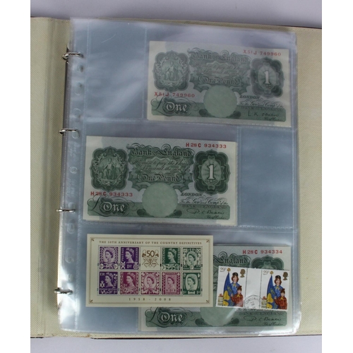 286 - Bank of England and British Armed Forces (49) in a quality padded album, Beale 1 Pound consecutive p... 