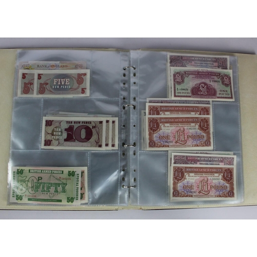 286 - Bank of England and British Armed Forces (49) in a quality padded album, Beale 1 Pound consecutive p... 