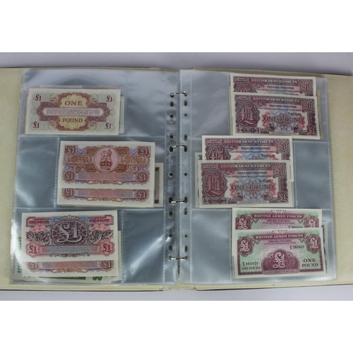 286 - Bank of England and British Armed Forces (49) in a quality padded album, Beale 1 Pound consecutive p... 