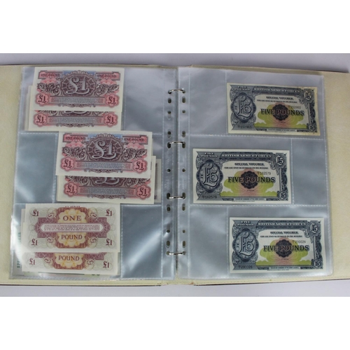 286 - Bank of England and British Armed Forces (49) in a quality padded album, Beale 1 Pound consecutive p... 