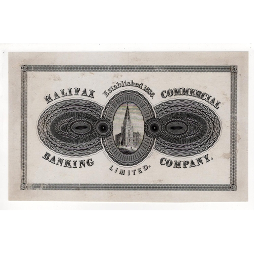 299 - Halifax Commercial Banking Company Limited, 5 Pounds REVERSE PROOF proof circa 1864, black and white... 