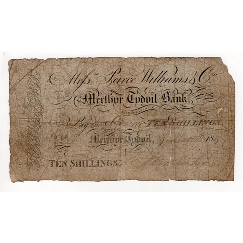 302 - Merthyr Tydvil Bank, Glamorganshire 10 Shillings dated 1819, for Messrs. Peirce Williams & Co. (Outi... 