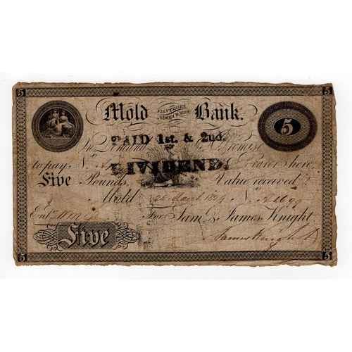 303 - Mold Bank Flintshire, 5 Pounds dated 25th March 1829, serial no. 1759, for Saml. & James Knight (Out... 