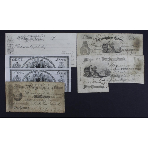 310 - Provincial Banks (6), Derby Bank 1 Pound dated 1812, serial No. 1970 for Bellairs, Sons & Co. (Outin... 