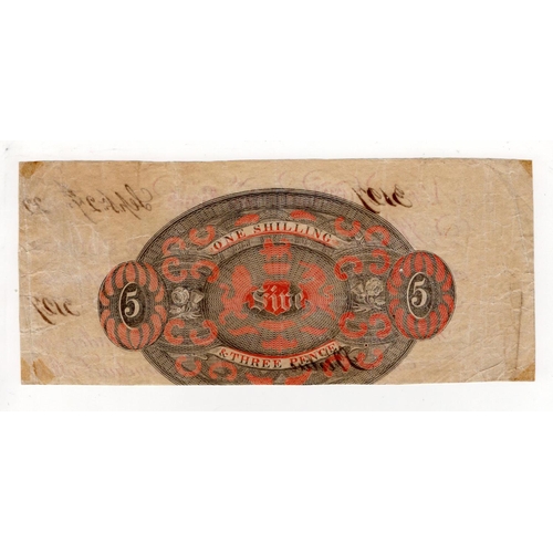 323 - Woodbridge Bank 5 Pounds dated 27th September 1822, serial no. 3127 for Dykes, Alexander, Saml. Alex... 