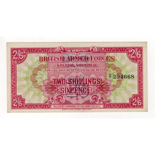 338 - British Armed Forces 2 Shillings 6 Pence not dated first series issued 1946, serial D/7 294668 (Pick... 