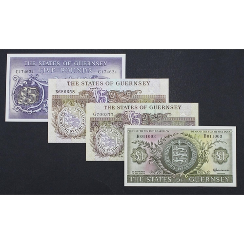 347 - Guernsey (4) a high grade group, 1 Pound issued 1969, signed Guillemette, serial B011003 (TBB B150a,... 