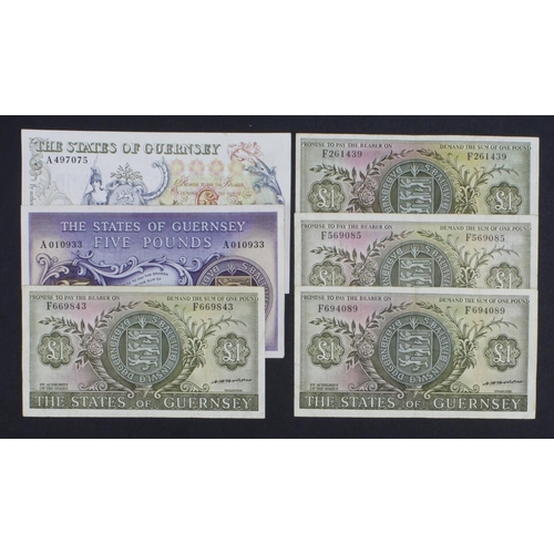 349 - Guernsey (6), 10 Pounds issued 1975 - 1980  signed Hodder, serial A497075 (TBB B152a, Pick47) VF, 5 ... 