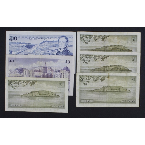 349 - Guernsey (6), 10 Pounds issued 1975 - 1980  signed Hodder, serial A497075 (TBB B152a, Pick47) VF, 5 ... 