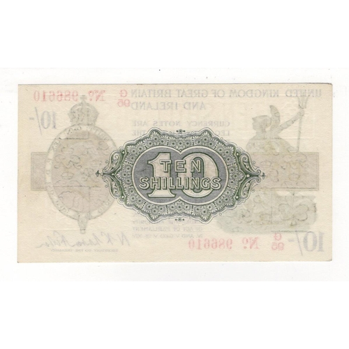 36 - Warren Fisher 10 Shillings (T25) issued 1919, serial G/95 986610, No. with dot (T25, Pick356) presse... 