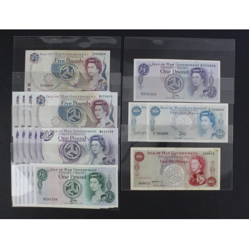 375 - Isle of Man (20), Garvey 10 Shillings 1961, Dawson 50 Pence (2) 1979, 1 Pound 1979, 1 Pound (6) Brad... 