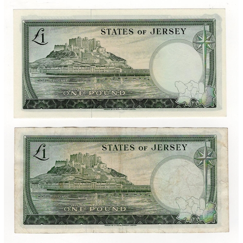 394 - Jersey (2), 1 Pound issued 1963, signed Padgham, serial E085704 (TBB B108a, Pick8a) EF+, 1 Pound iss... 