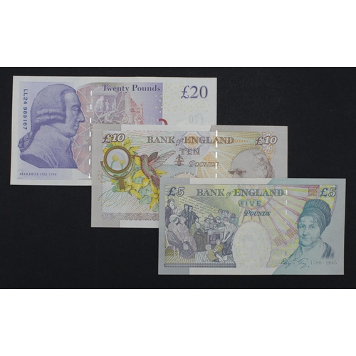 40 - Bailey (3), a group of REPLACEMENT note 'LL' prefix, 20 Pounds issued 2007, serial LL24 989167 (B406... 