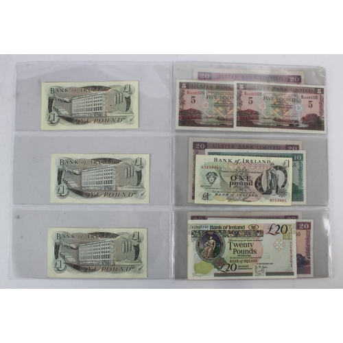 405 - Northern Ireland (12), Bank of Ireland 20 Pounds dated 2000 EF, 1 Pound (4) signed O'Neill issued 19... 