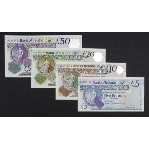 414 - Northern Ireland, Bank of Ireland (4), 50 Pounds, 20 Pounds, 10 Pounds & 5 Pounds all dated 1st Janu... 