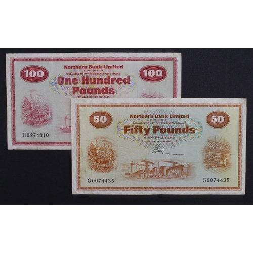 424 - Northern Ireland, Northern Bank (2), 100 Pounds dated 1st January 1980, signed Wilson Ervin, serial ... 