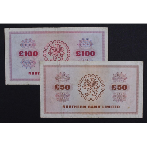 424 - Northern Ireland, Northern Bank (2), 100 Pounds dated 1st January 1980, signed Wilson Ervin, serial ... 