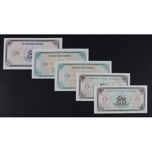 437 - Northern Ireland, Ulster Bank Limited (5) 20 Pounds dated 3rd January 2012, 10 Pounds dated 3rd Janu... 