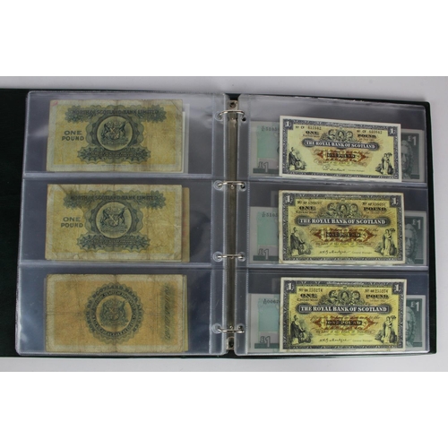 446 - Scotland (68), a collection of 1 Pound notes in Hendon Album, Bank of Scotland (8) 1883 - 1988, Brit... 