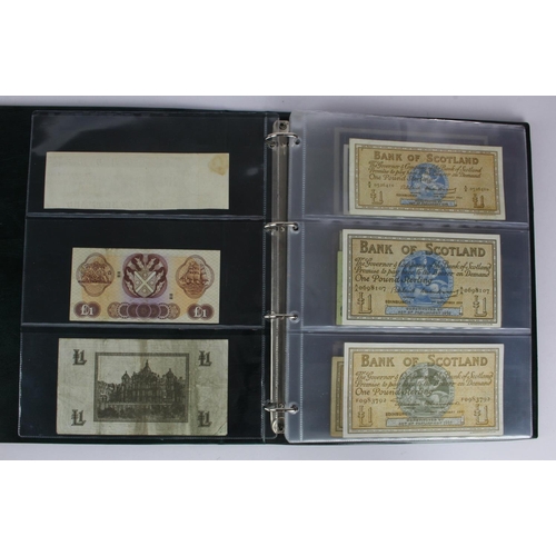 446 - Scotland (68), a collection of 1 Pound notes in Hendon Album, Bank of Scotland (8) 1883 - 1988, Brit... 