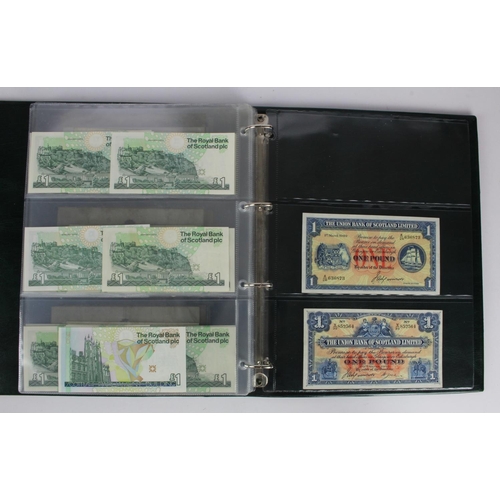 446 - Scotland (68), a collection of 1 Pound notes in Hendon Album, Bank of Scotland (8) 1883 - 1988, Brit... 