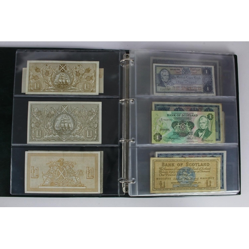 446 - Scotland (68), a collection of 1 Pound notes in Hendon Album, Bank of Scotland (8) 1883 - 1988, Brit... 