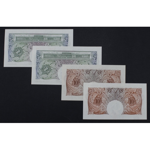 45 - Beale (4), 10 Shillings (2) issued 1950, including a FIRST SERIES note Z11Z 243642, plus a mid run s... 