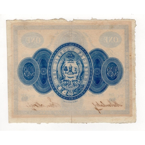 451 - Scotland Lost Banks/Private Issues, City of Glasgow Bank 1 Pound dated 12th November 1866, handsigne... 