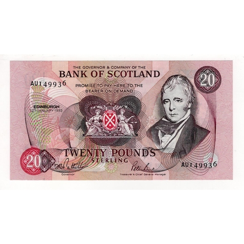 461 - Scotland, Bank of Scotland 20 Pounds dated 12th January 1993, signed Pattullo & Burt, LAST date and ... 