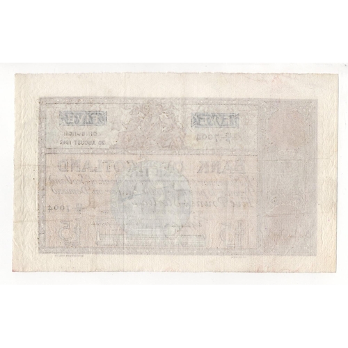 469 - Scotland, Bank of Scotland 5 Pounds dated 20th August 1942, signed Lord Elphinstone & John B. Crawfo... 