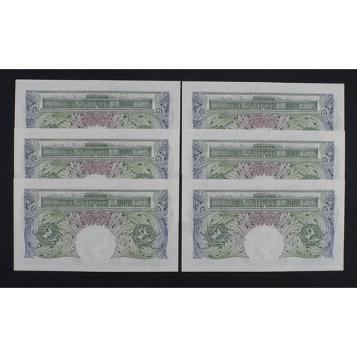 47 - Beale 1 Pound (B268) issued 1950 (6), a consecutively numbered run of 6 x notes, serial B71J 103555 ... 