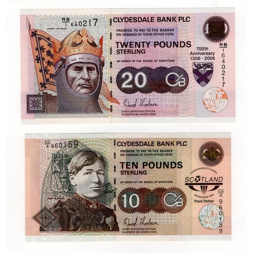 480 - Scotland, Clydesdale Bank (2) 20 Pounds dated 25th March 2006, commemorative note Robert the Bruce 7... 