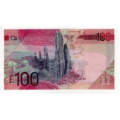 485 - Scotland, Clydesdale Bank 100 Pounds dated 7th June 2009, REPLACEMENT note 'E/ZZ' prefix, signed Dav... 