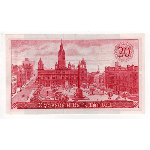 494 - Scotland, Clydesdale Bank Limited 20 Pounds dated 19th November 1964, signed R.D. Fairbairn, FIRST P... 