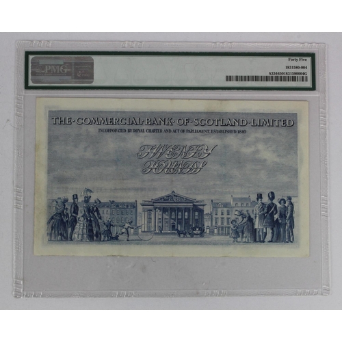 496 - Scotland, Commercial Bank of Scotland 20 Pounds dated 2nd January 1947, signed Sir John Erskine, FIR... 