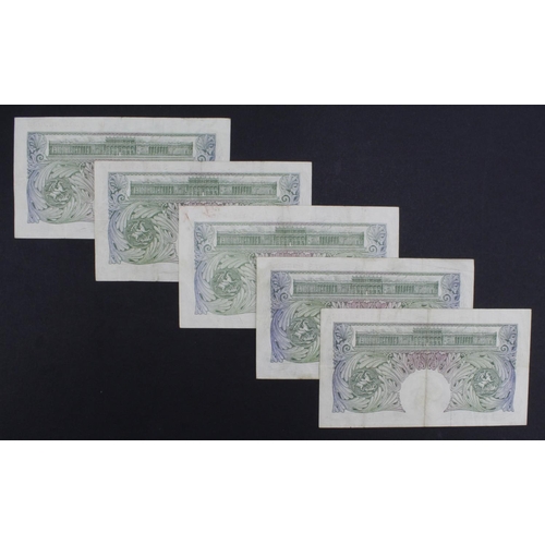 50 - Beale 1 Pound (B269) issued 1950 (5), a collection of REPLACEMENT notes, prefixes S30S, S32S, S43S, ... 