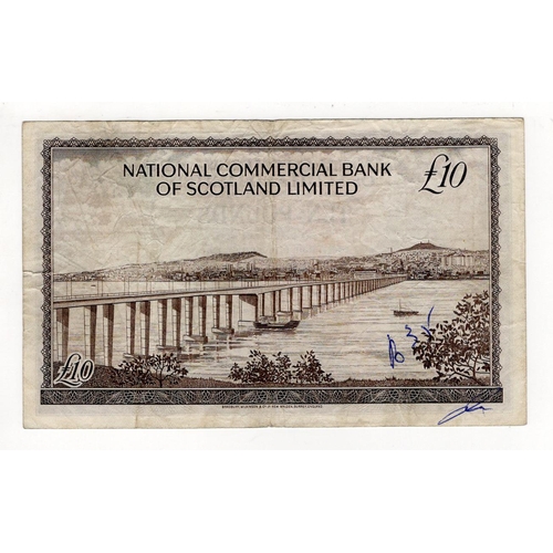 509 - Scotland, National Commercial Bank 10 Pounds dated 18th August 1966, signed David Alexander, serial ... 