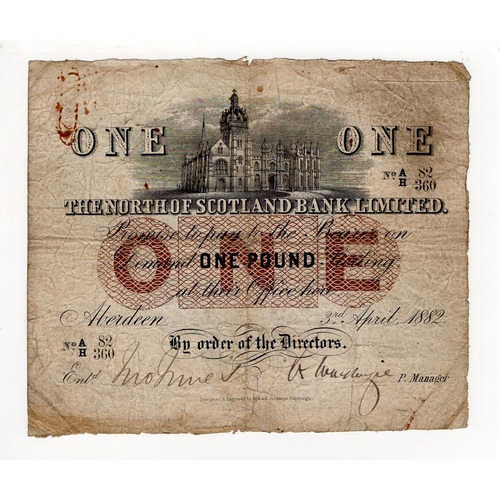 513 - Scotland, North of Scotland Bank Limited 1 Pound dated 3rd April 1882, handsigned by Manager and one... 