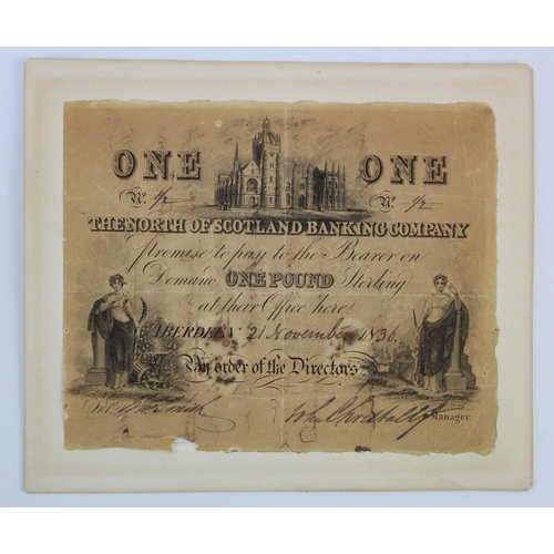 514 - Scotland, North of Scotland Banking Company 1 Pound dated 21st November 1836 this being the first da... 