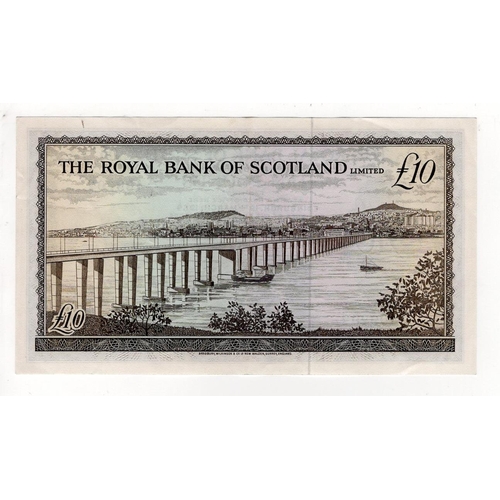 520 - Scotland, Royal Bank of Scotland 10 Pounds dated 19th March 1969, signed Robertson & Burke, serial A... 