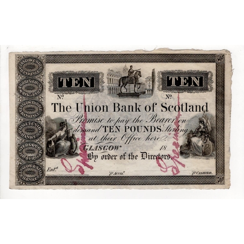 529 - Scotland, Union Bank of Scotland 10 Pounds, issued Glasgow 18- (circa 1850), manuscript 'SPECIMEN' a... 