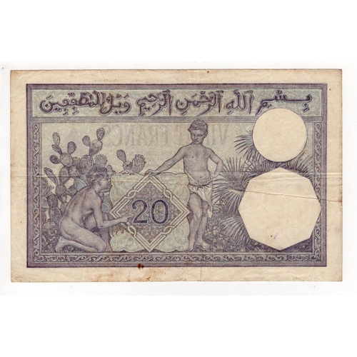 532 - Algeria 20 Francs dated 17th April 1928, scarcer early date, serial P.2670 828 (TBB B124b, Pick78b) ... 