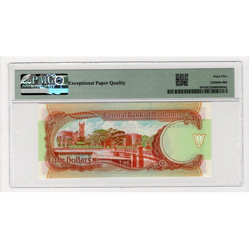 546 - Barbados 50 Dollars issued 1989 signed K. King, REPLACEMENT note serial Z1 006338 (TBB B210az, Pick4... 