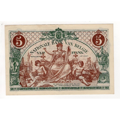 548 - Belgium 5 Francs dated 30th December 1919, serial 1326.H.139 (TBB B535c, Pick75b) very light signs o... 