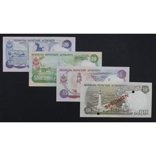 552 - Bermuda (4), 50 Dollars dated 1st April 1978, SPECIMEN note, 5 Dollars dated 1995, 10 Dollars Dated ... 