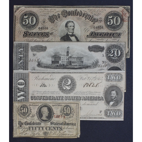 601 - Confederate States of America (4) 20 Dollars dated 17th February 1864, series 8 No. 4468 plate A (Pi... 