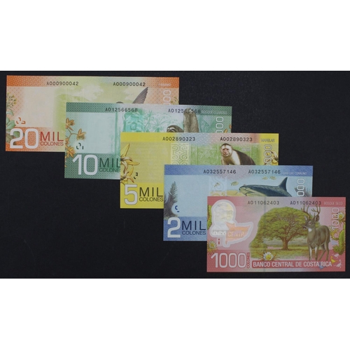 603 - Costa Rica (5), 20000 Colones, 10000 Colones, 5000 Colones, 2000 Colones, 1000 Colones dated 2009 (T... 