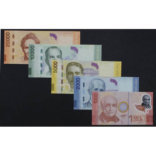 603 - Costa Rica (5), 20000 Colones, 10000 Colones, 5000 Colones, 2000 Colones, 1000 Colones dated 2009 (T... 