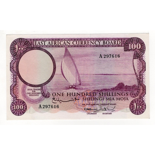 617 - East African Currency Board 100 Shillings issued 1964, serial A297616 (TBB B234a, Pick48a) lightly p... 